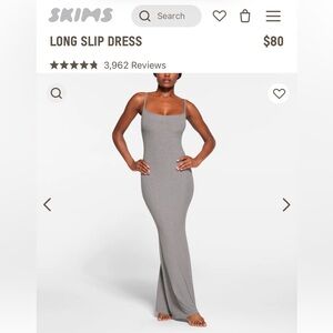 Skims Heather Grey, Long Slip Dress
